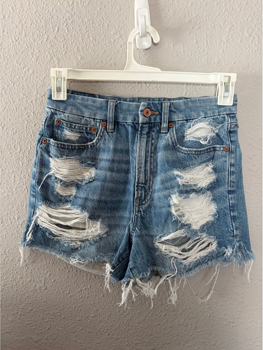 American Eagle Stretch Curvy '90s Boyfriend Short size 6 medium wash embroidered